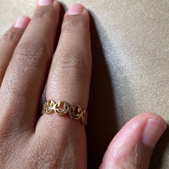 Hand Crafted Jewelry - 😃 smiley face ring brass gold boho emoji face stack layer happy face smile